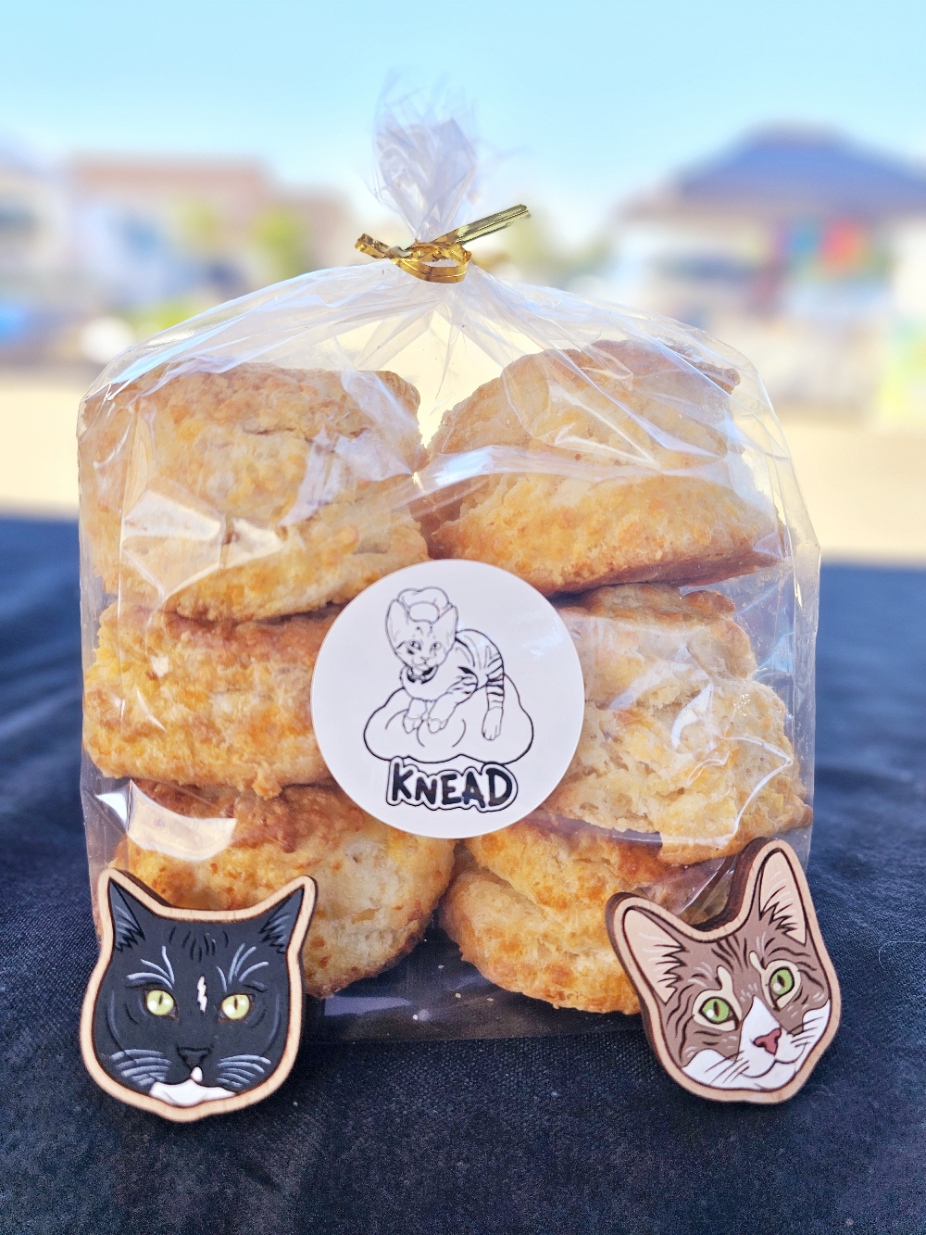 Bagged biscuits with cat logos